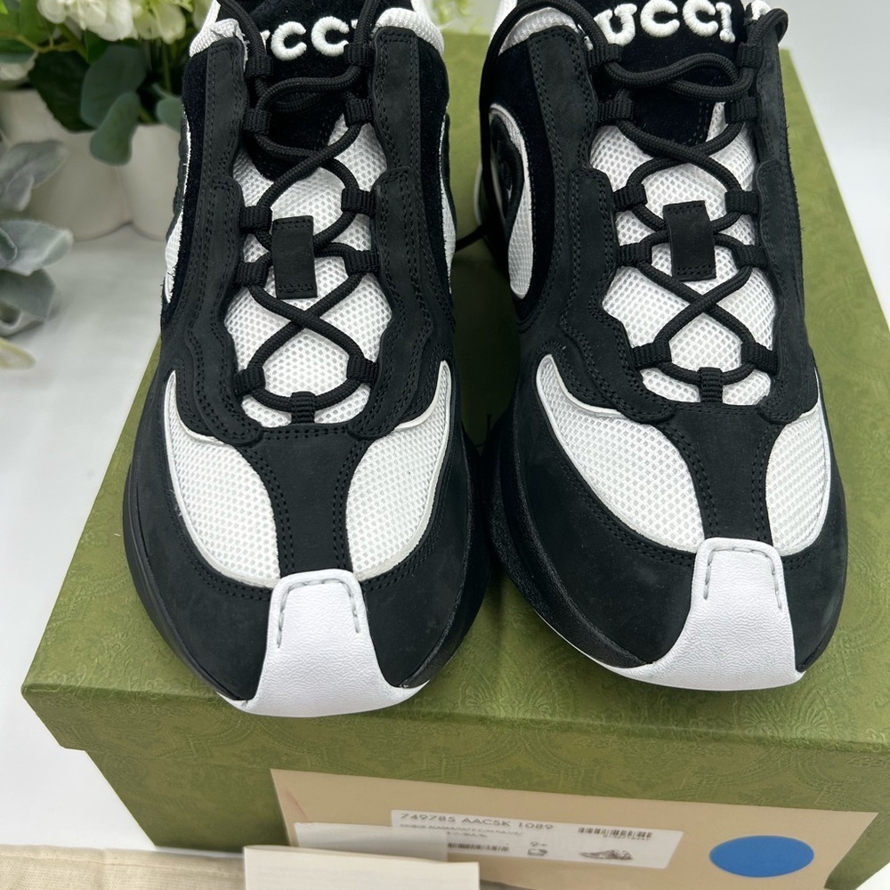 Mens Gucci GG run sneakers black suede size 9.5 made in Italy - Picture 4 of 11